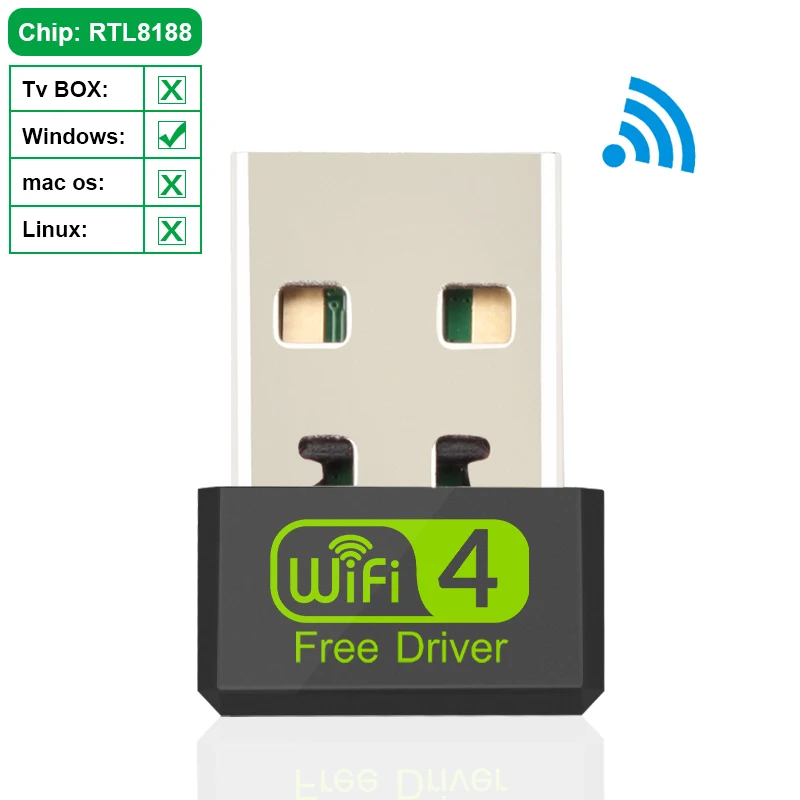 Tarjeta de red inalámbrica de 150 Mbps, controlador gratuito, Mini  adaptador WiFi USB para PC de escritorio Likrtyny