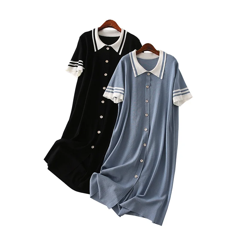 

One's College Style Loose-Fit Slimming Fold-down Collar Viscose Jersey Dress Women's Entity