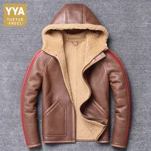 Роскошная мужская зимняя куртка из натуральной овчины, куртка с капюшоном из натуральной шерсти, подкладка из натурального меха ягненка, приталенная байкерская куртка