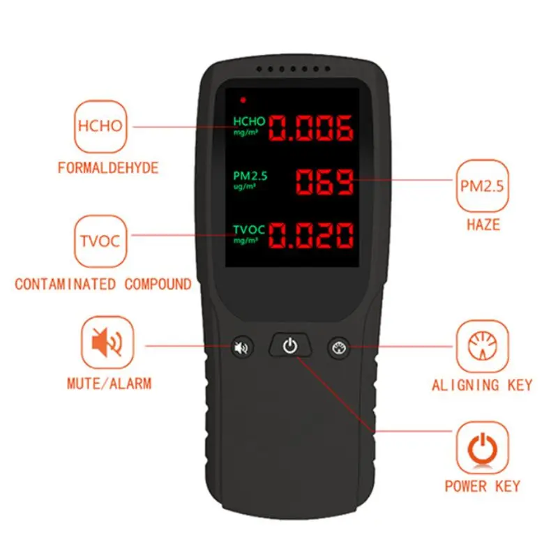 

Air Quality Detector TVOC HCHO PM2.5 Monitor Digital Gas Analyzer Tester