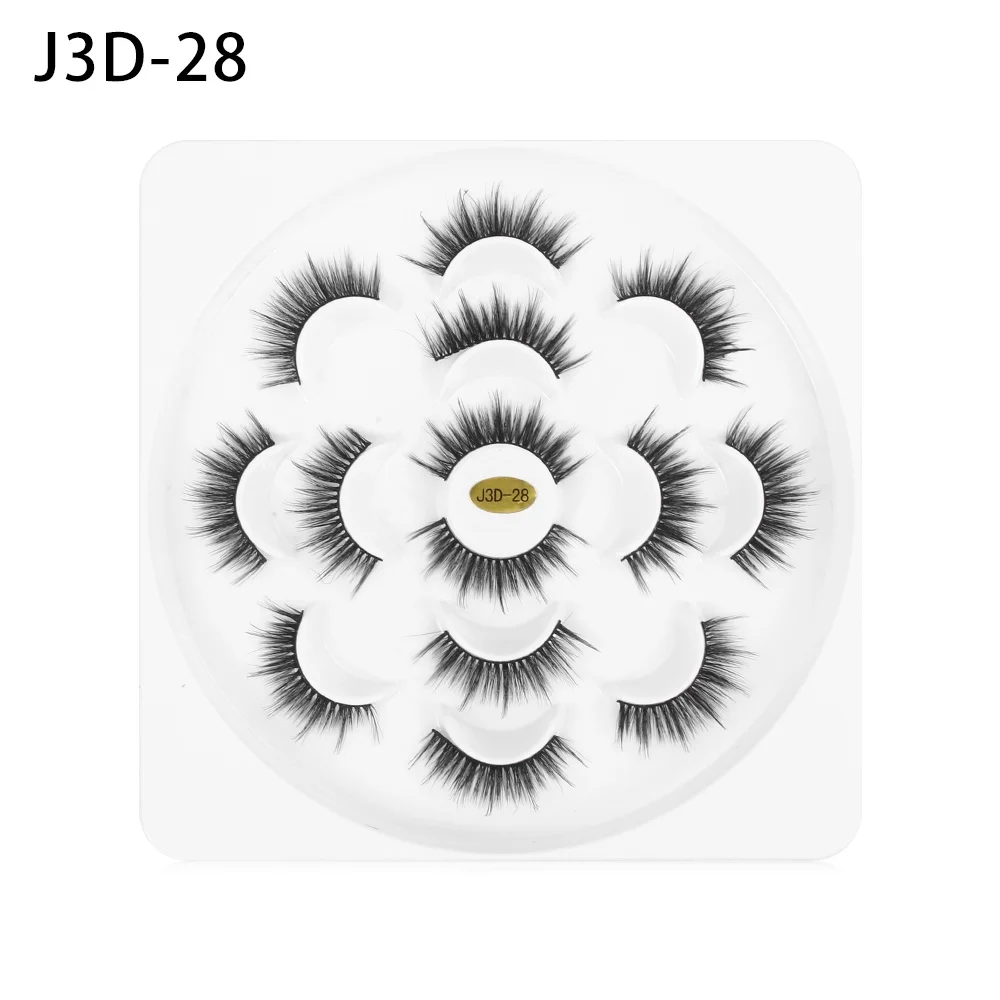 J3D-28 7 пар, 5D, накладные ресницы из норки, толстые, длинные, безжалостные ресницы, ручная работа, наращивание ресниц, Женский инструмент для макияжа глаз - Цвет: J3D-28