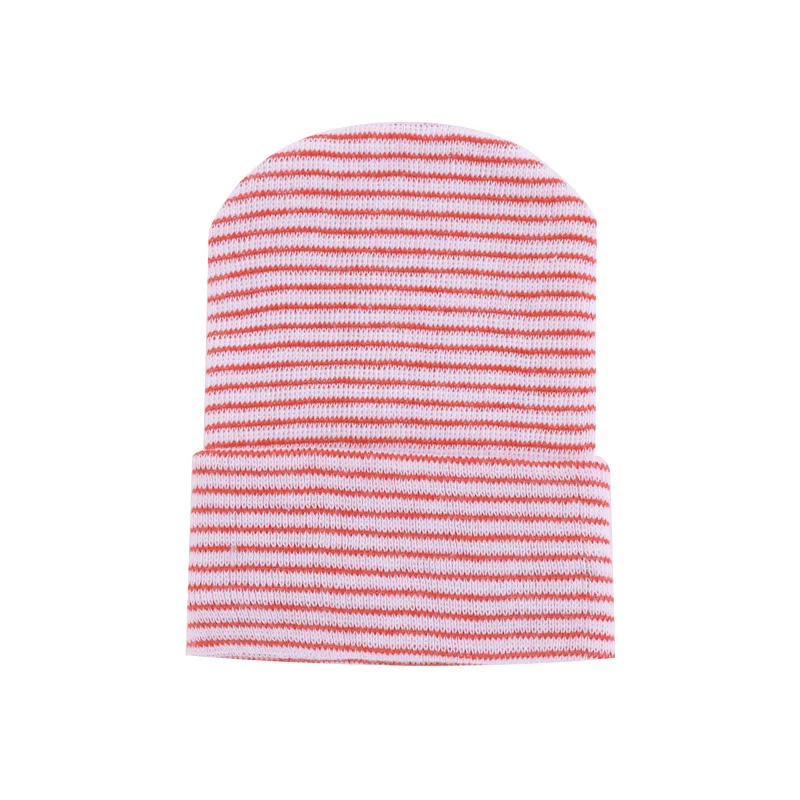 Winter Spring Striped Hospital Chiffon Knitted Hat Newborn Beanie Hats Solid Color Soft Baby Nursy Cap Comfy Stuff Photo Props cute baby accessories