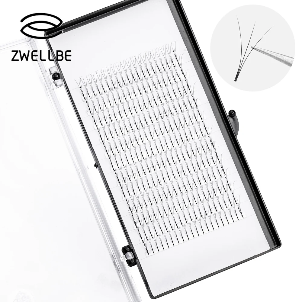 Zwellbe-pestañas postizas Tallo largo, prefabricadas rusas, voluminosas, extensiones de pestaña de visón falso, suministros de maquillaje, flor de Cilios de seda