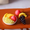 6Pcs/set 1/6 1/12 Scale Mini Simulation Fruit Plate Grape Banana Peach Dollhouse Kitchen Decoration 3