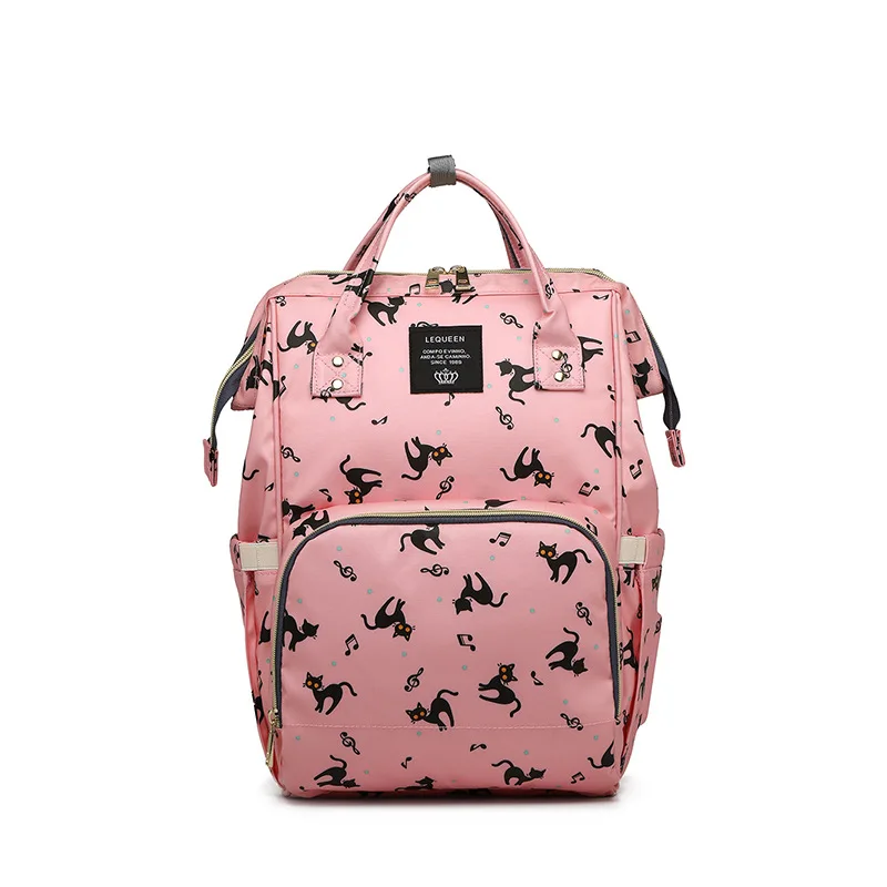 Сумка для подгузников, рюкзак для мам, сумка для беременных, большая сумка для подгузников, Bolsa Maternida, с принтом, Bebe, детская сумка, рюкзак для путешествий, для ухода за ребенком, гидросумка - Цвет: Cat Pink