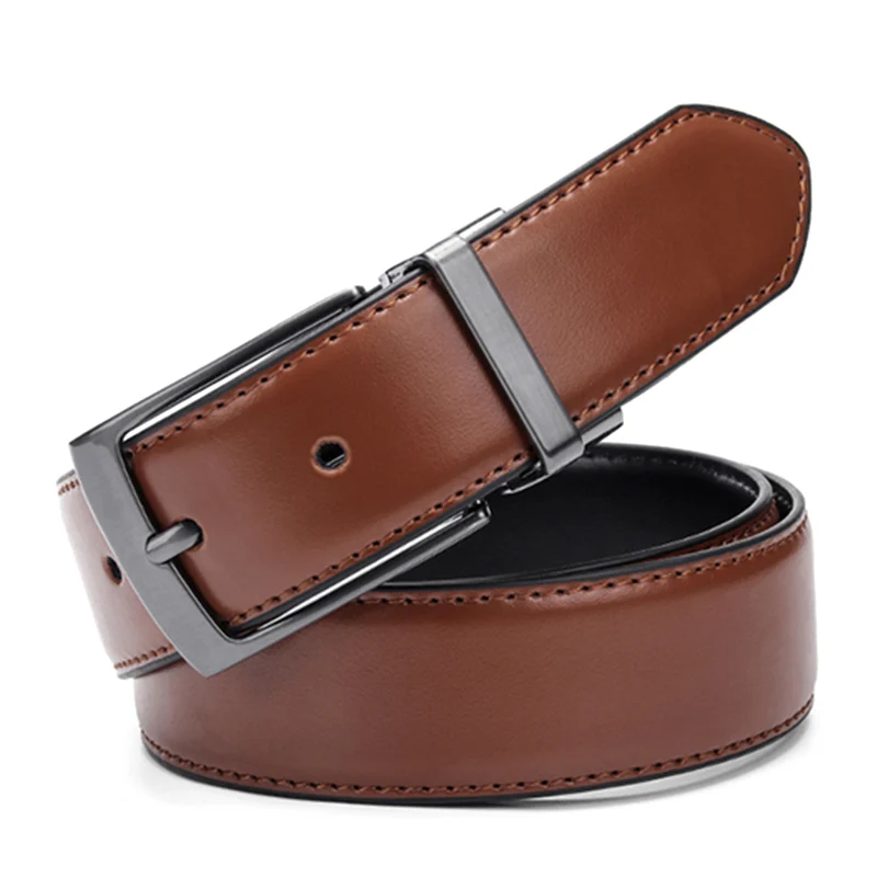 Men's Leather Reversible Belt Classic Fashion Designs Wholesale Male Business Dress Dot Belts with