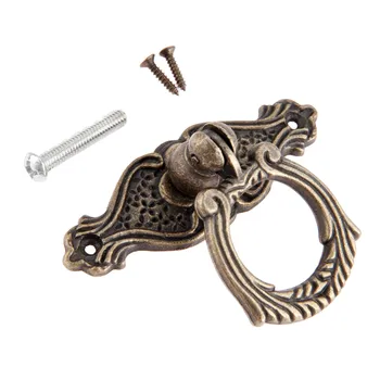 1Pc Antique Bronze Furniture Ring Pull Handles Knobs Zinc Alloy Kitchen Drawer Cabinet Door Handle Wooden Box Pull Knob 6548mm