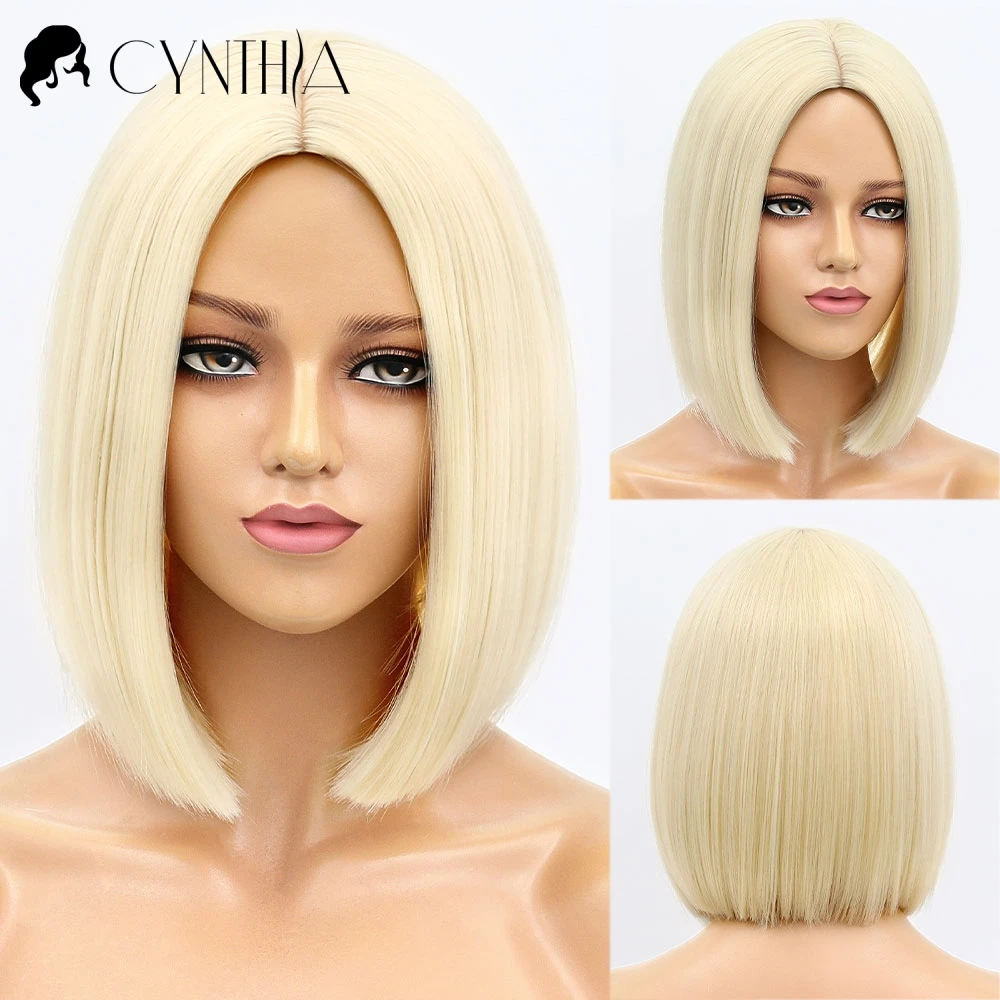 

Blonde Short Bob Synthetic Wigs For Women 613 Lolita Cosplay Party Natural Hair 14inch 150% Denisty Heat Resistant Perruque Bob