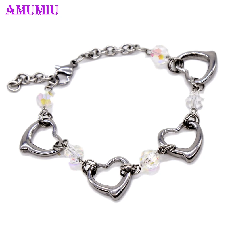 AMUMIU браслет очаровательное сердце белая бусина для женщин Новая мода Любовь