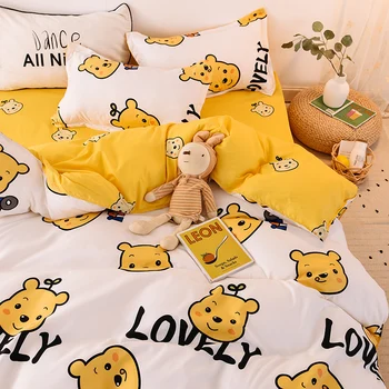 

Denim Cartoon Bedding Single Quilt Quilt Cover Bed Sheet Student Dormitory Three-Piece Set