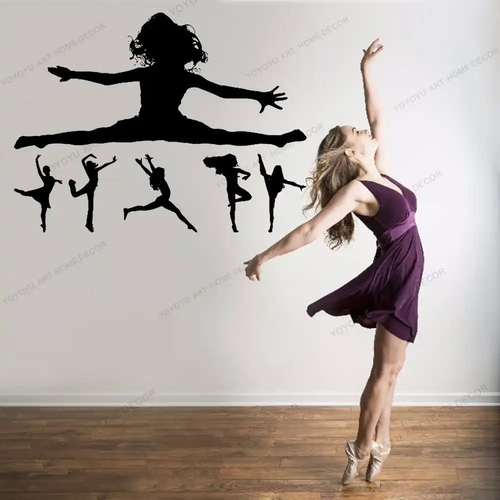 体操壁紙壁画ガールシルエットビニールウォールステッカーガールズルーム装飾バレエダンサー壁の芸術の装飾rb456 ウォール ステッカー Aliexpress