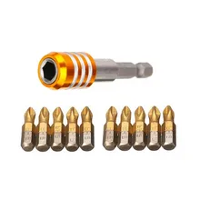 Embouts de tournevis électrique antidérapants PH2, à tige hexagonale de 1/4 ", revêtus de titane, magnétiques, 10 pièces
