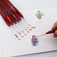 

6Pcs Professional Weasel Hair Hook Line Pen Art Nail Painting Brushes For Gouache Acrylic Watercolor Oil Paints Artists Brushes