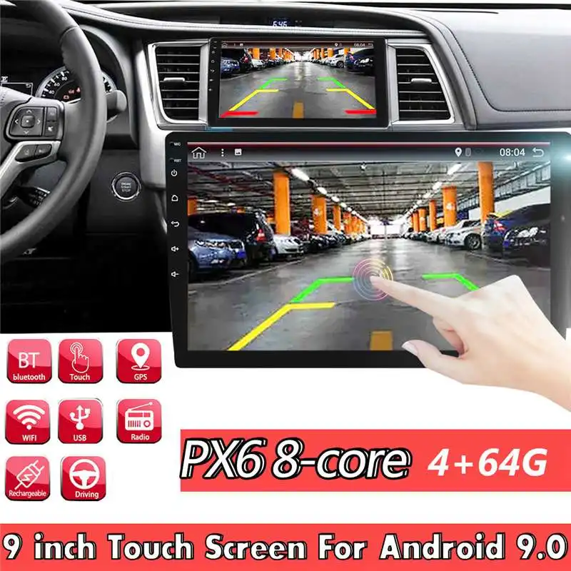 

9 Inch GPS Navigation 1 DIN 4+64G for Android 9.0 Car MP5 Player 8 Core Touch Screen Stereo FM Transmitter AM Radio Free Maps