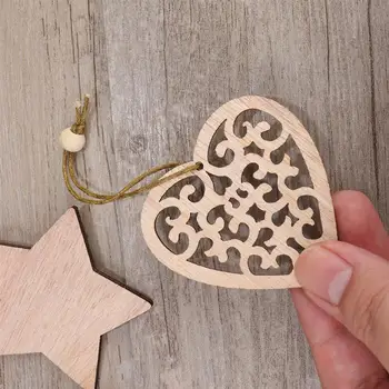 

24pcs Christmas Wooden Pendant Christmas Tree Hanging Pendant Wooden Hollow Hanging Pendant Style random