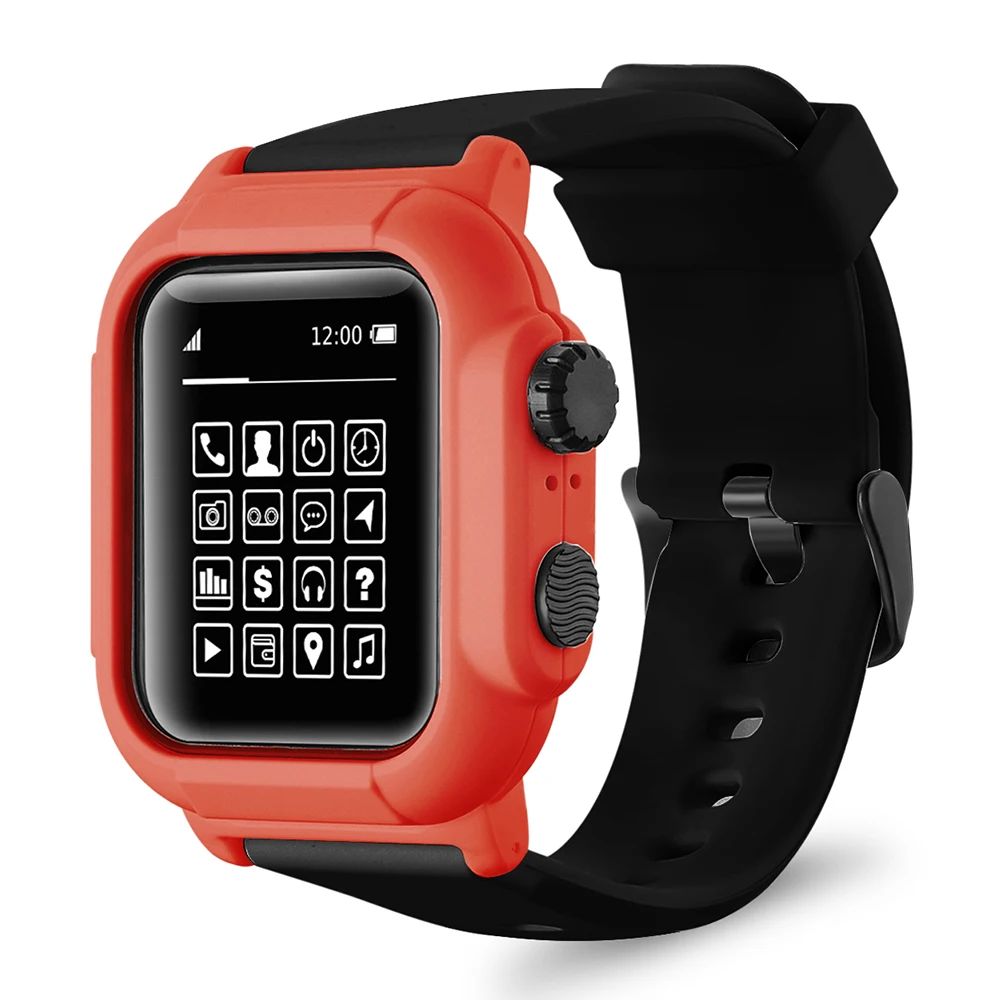 Ip68 Waterproof Silicone Case Cover Sport Band Strap For Iwatch Apple I  Watch Series 6 5 4 3 2 Se 42mm 44mm 44 42 Mm Accessories - Watch Cases -  AliExpress