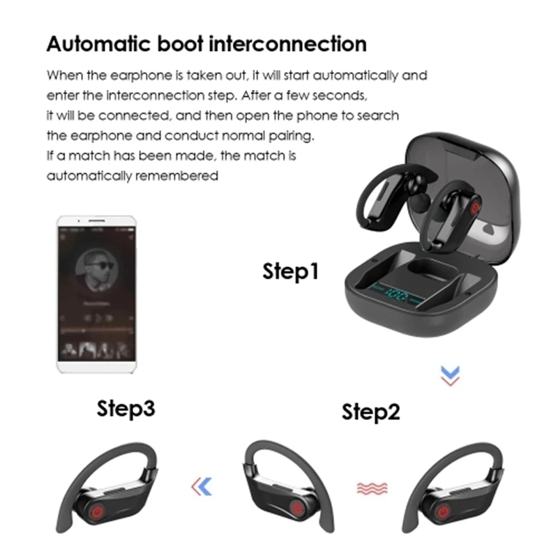 Q62 наушники Bluetooth PowerHBQ PRO цифровой дисплей свободные руки в ухо спортивные наушники