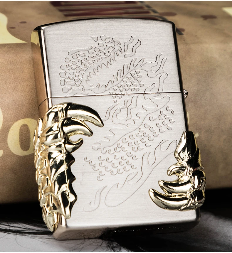 Personality Creativity of Zorro Kerosene Lighter Wind-proof Personality Chinese Dragon Lighter Side Dragon Claw Birthday Gift Ma