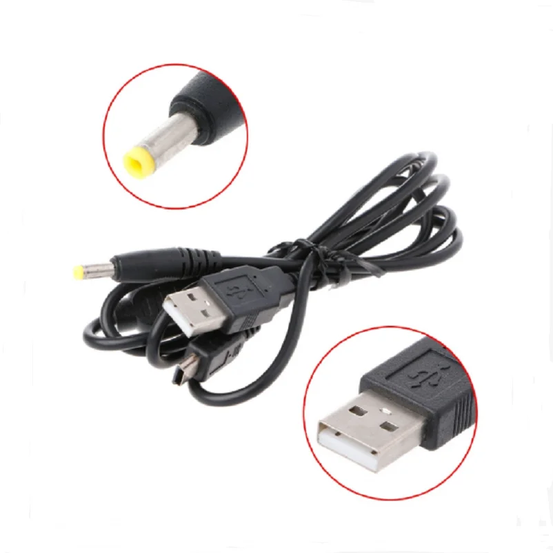 2-в-1 для зарядки Зарядное устройство передачи данных USB 2,0 кабель для Оборудование для psp 1000 2000 3000 - Цвет: Черный