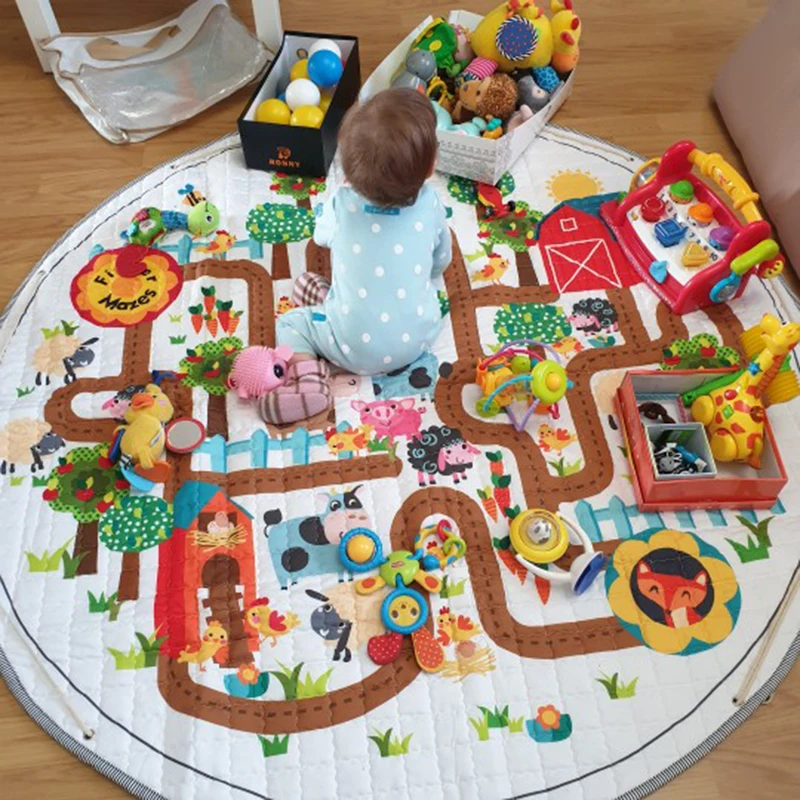 

Animal Print Round Kids Rug Toys Infant Carpet Baby Play Mat Cotton Developing Mat Rug Puzzle Children's Carpet Play Mat Storage