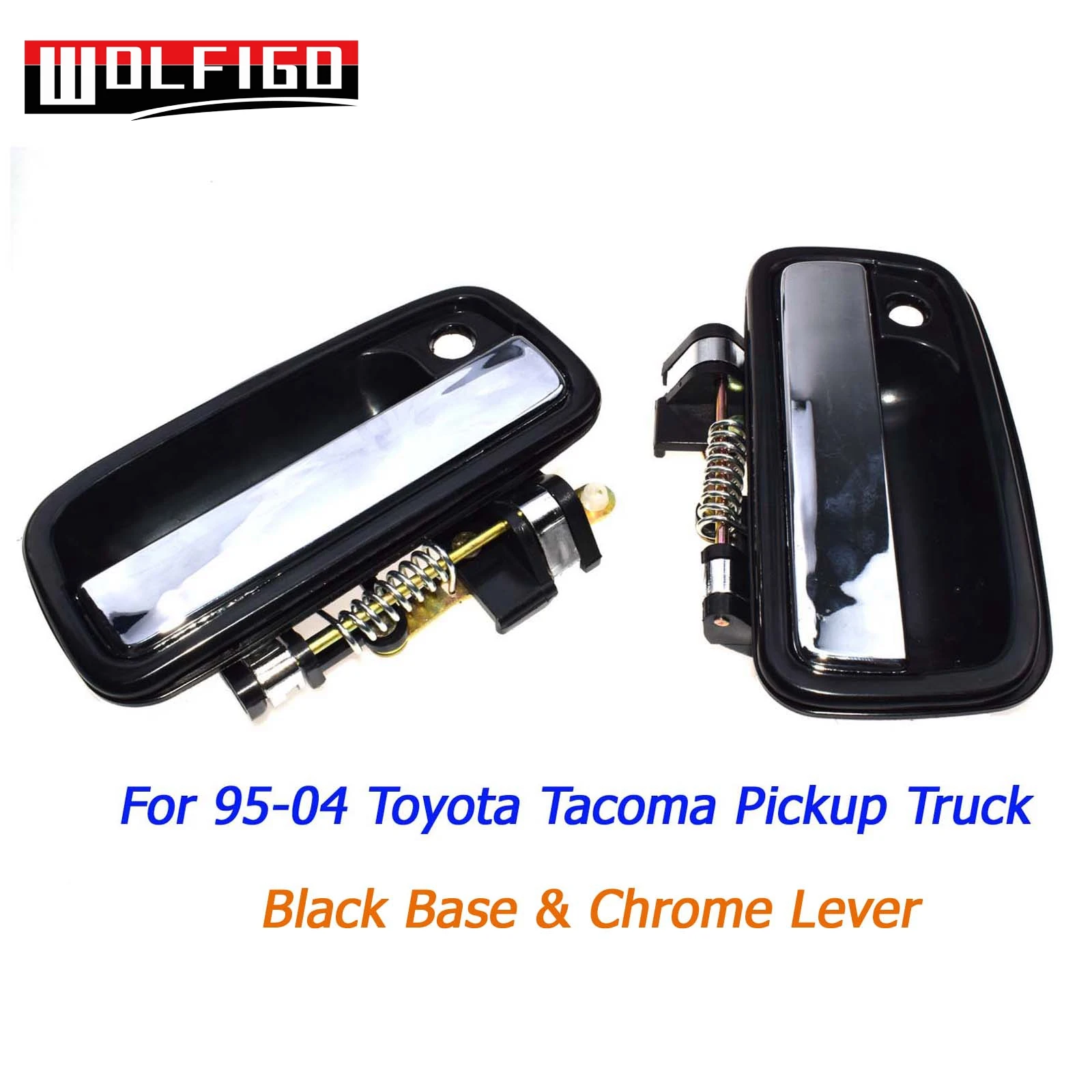 WOLFIGO New For Toyota Tacoma 95-04 Black Base & Chrome Lever Front Left Right Outside Outer Door Handles 6922035030 6921035030 |