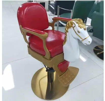 New children's hair chair cartoon Wooden horse chair children's hair cutting Zebra can lift
