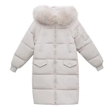 Женская зимняя куртка с меховым воротником, Женская куртка, тонкая длинная куртка с хлопковой подкладкой, верхняя одежда, зимнее утепленное пальто, парка, плюс размер 2904