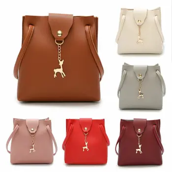 

Women Ladies Bag Handbag Solid Hasp Pandent Leather Shoulder Bag Tote Purse Handbag Messenger Bag Satchel