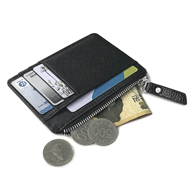PURDORED 1 шт. RFID Блокировка Мужской держатель для карт из искусственной кожи на молнии Тонкий кошелек портмоне держатель для кредитных карт кошелек для кредитных карт