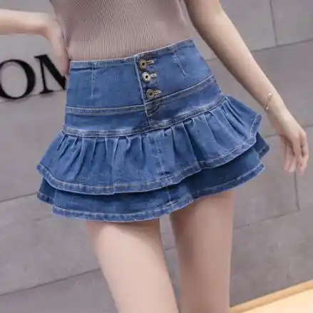 jean ruffle skirt