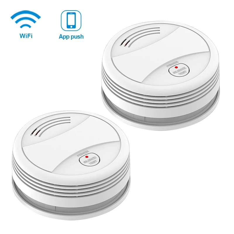 CPVan SM05W Smoke Detector WiFi Tuya Smart Life APP Control Smoke Sensor WiFi Alarm Detector Alarm Systems Security rookmelder - Цвет: 2pcs