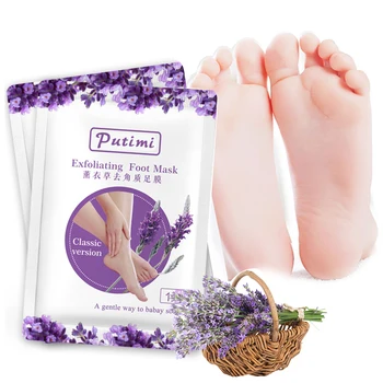 

PUTIMI 6pcs 3pair Lavender Exfoliating Foot Mask Peel Heels Foot Peeling Mask for Legs Spa Foot Pedicure Socks Remove Dead Skin