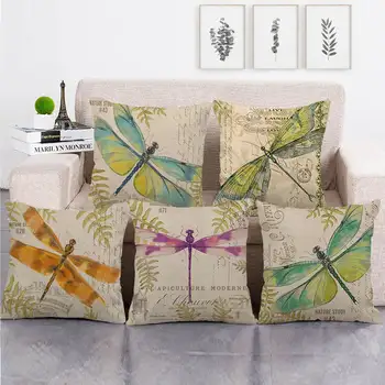 

45cm*45cm retro Dragonfly design linen/cotton throw pillow covers couch cushion cover home decor pillow