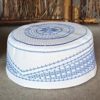 blue Размера плюс, синие мусульманские молитвенные шапки, мужские, Алла, капот, Musulmana Kippah Yarmulke, еврейские шапки, Kopftuch Hidjab, тюрбан, Африканский сомбреро - Цвет: blue