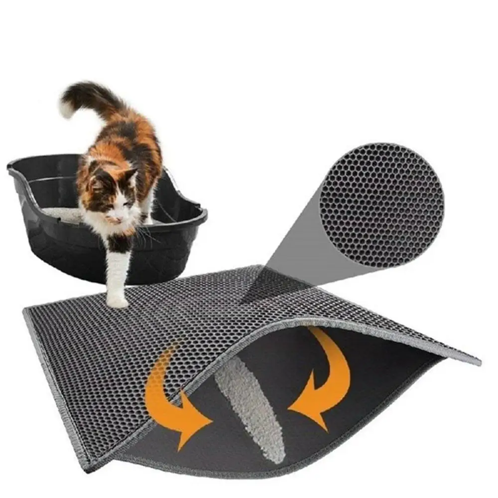 

Pet Cat Litter Mat Waterproof EVA Double Layer Cat Litter Trapping Pet Litter Box Mat Clean Pad Products For Cats Accessories