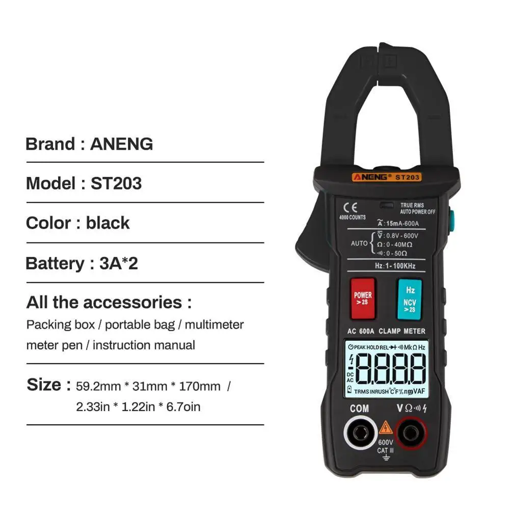 ANENG ST203 4000 Counts Intelligent Automatic Range Digital Multimeter AUTO(No Electricity