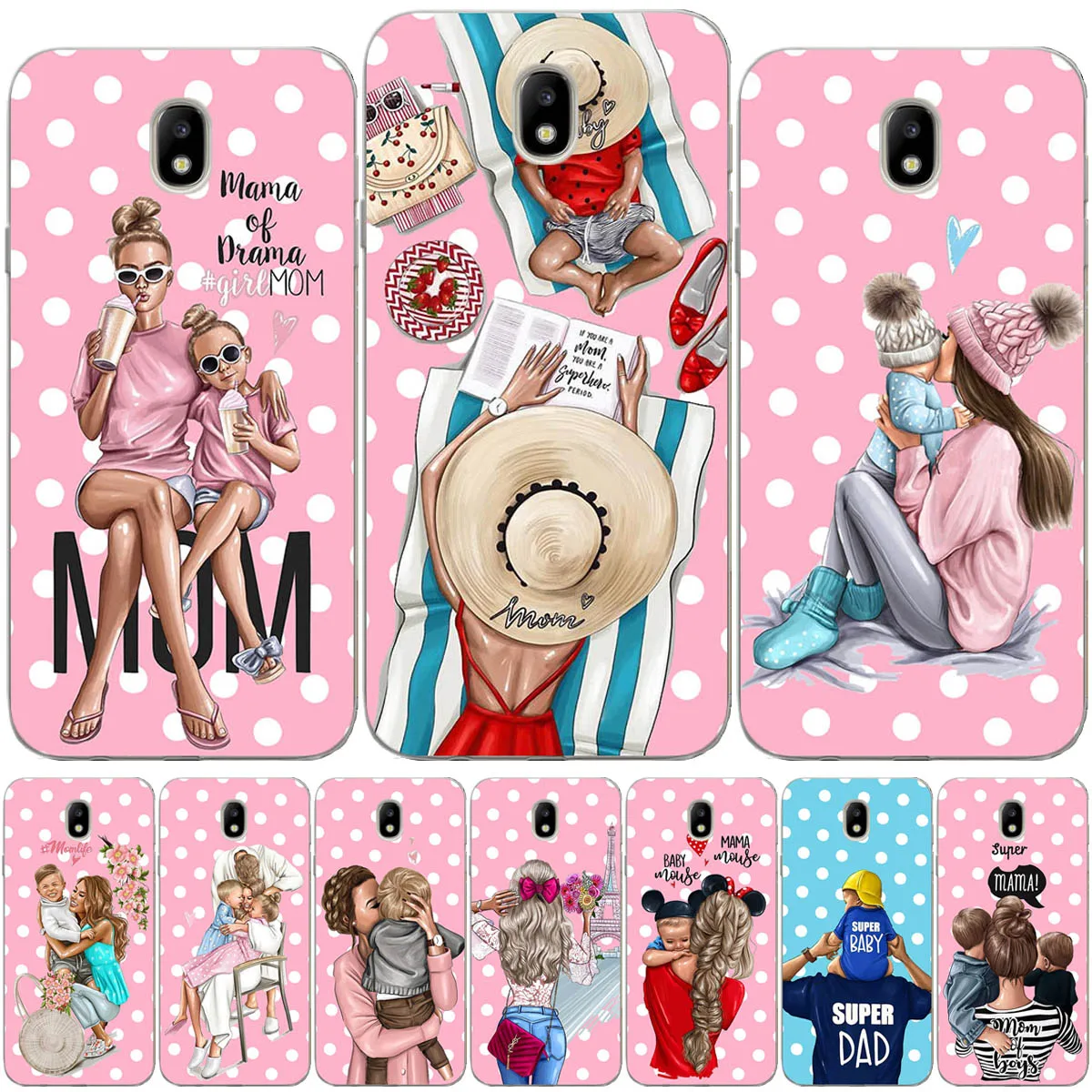 

Baby MaMa Super Mom Girl Cute Phone Case For Samsung Galaxy J2 Pro J3 J4 J5 J6 J7 J8 2016 2017 EU Plus 2018 Prime Cover Etui