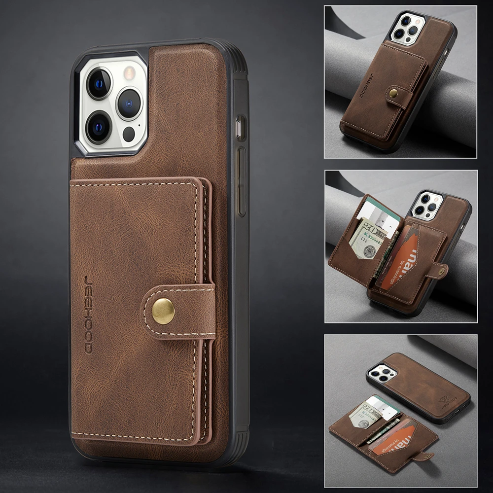 Магнитный кошелек 2 в 1 роскошный кожаный чехол для телефона IPhone 12 11 Pro XS Max XR 6 7 8 Plus SE 2020|Бамперы| |