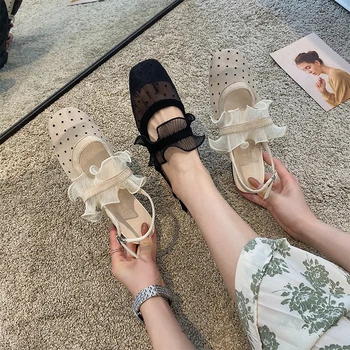 

Fashion Womens Shoes 2019 Shallow Mouth Sandals Summer Woman Buckle Suit Female Beige Clear Heels Breathable All-Match Luxury