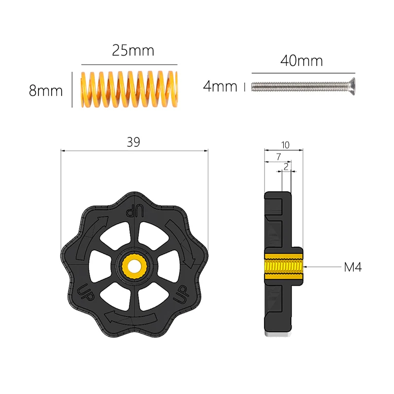 3D Printer Parts Heated Bed Spring Leveling Kit Adjustment Nut+Springs+ Screw Heatbed Kit For CR-10 Ender 3 MK3 hotbed