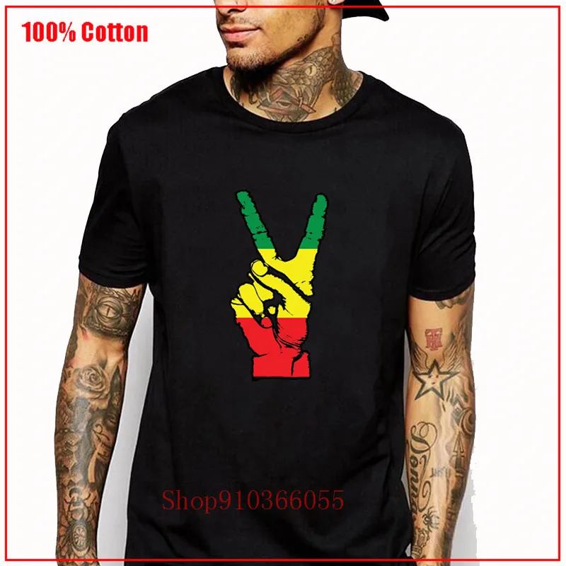 Футболка мужская оверсайз с пальцами и надписью RASTA PEACE | Мужская одежда