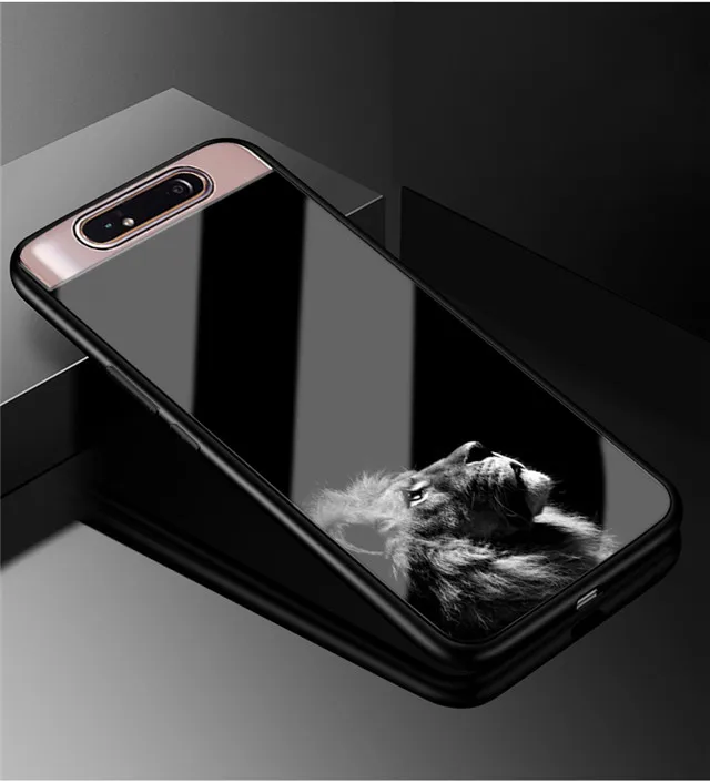 Для samsung Galaxy A80 чехол 6,7 ''закаленное стекло твердая задняя крышка для samsung Galaxy A90 A 80 мягкий чехол для телефона бампер - Цвет: 34