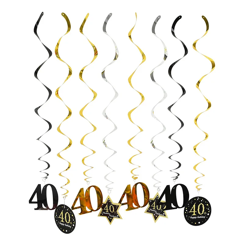 1st 30th 40th 50th фоторамка на день рождения для детей и взрослых декоративная бумага для вечеринок с днем рождения фоторамка - Цвет: 8Pcs 40th spiral