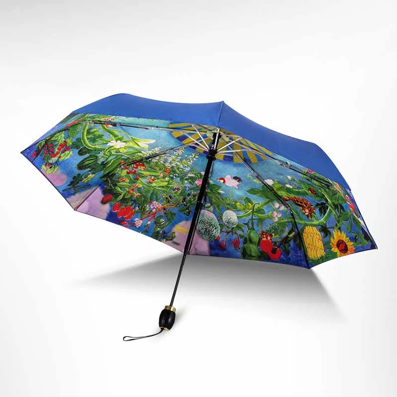 

Animal Cartoon Cat Pattern Umbrella Ultra Light Tri-fold Automatic Double-layer Retro Wind and Rain Umbrella