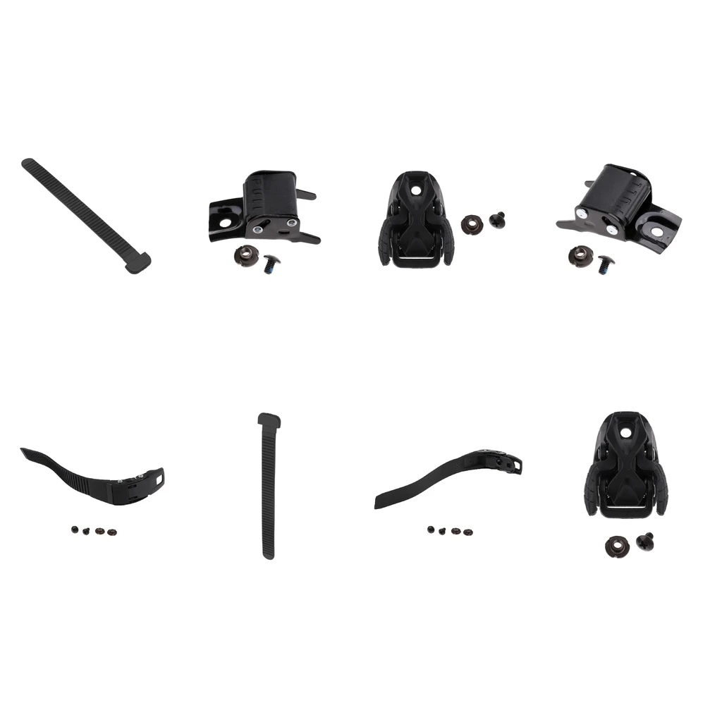 2 Set Inline Roller Skate Shoes Energy Strap Tie T Shape Spider Buckle Clasp Clip with Screws black