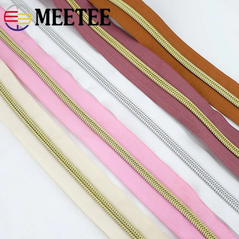 Meetee 4/8Meters 5 Nylon Zipper Multiple Colour Coil Zippers for Sewing DIY Garment Textile