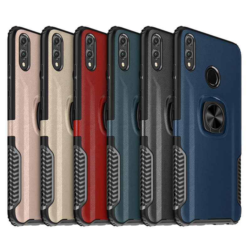 

Armor Car Holder Magnetic Ring Phone Case Plastic+Silicone Cover On For Huawei Honor 8X 8 X X8 Honor8X 4/6 64/128 GB Global