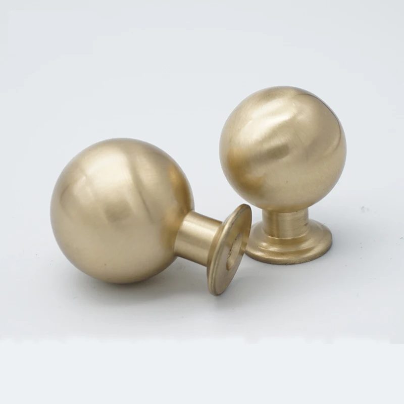 

Spherical Round Brass Drawer Pulls Handles Dresser Cabinet Door Knob Home Kitchen Hardware