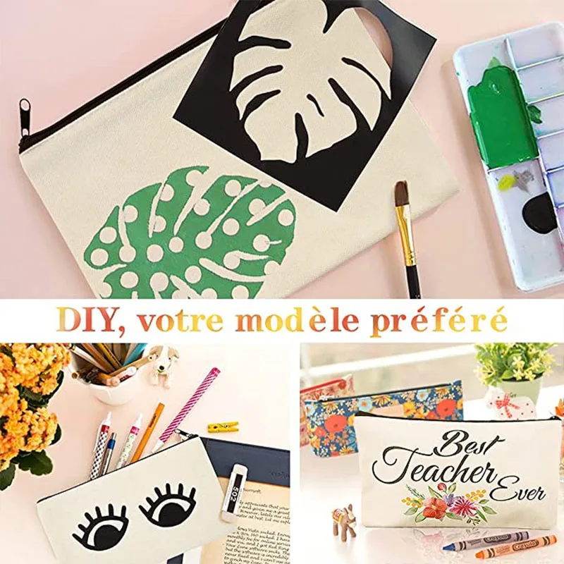 DIY blank canvas fabric storage kit 10 pieces ecru kit women's makeup kit mistress bag spark Jewelry Kit back makeup organizer cosmetic bag cosmetic storage bag toiletry bag makeup bag cosmetic case jewelry storage box storage bag product storage bag
