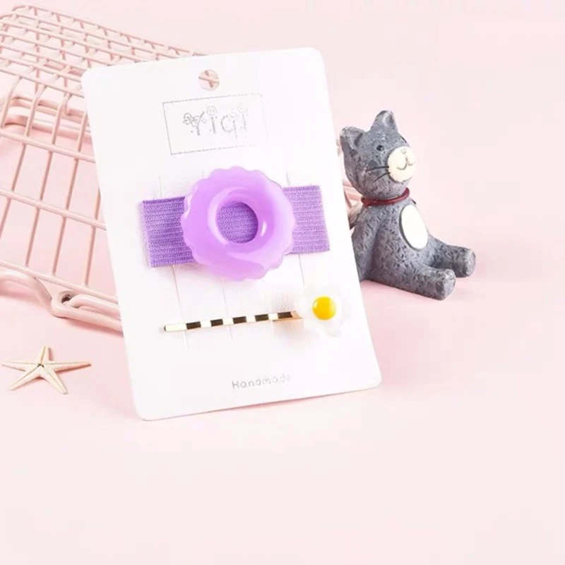 Purple M MISM, новинка, 2 шт., Желейный цвет, Пончик, заколка для волос, набор для детей, милый Подсолнух, заколки, заколки, Детские аксессуары для волос - Цвет: Purple